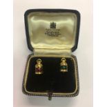 A pair of 9ct yellow gold earrings in the form of ship's lanterns for Port and Starboard, with