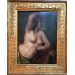 Manner of William Etty - Cleopatra and the asp, oil on board, 59 x 45 cm, in original giltwood