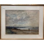 George Stratton Ferrier (1852-1912) - Figure on a Scottish beach, watercolour, signed and dated '