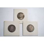 Two Charles II shillings 1668/74 f-vf and a James II shilling 1685 (a/f) (3)