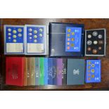 Thirteen various Royal Mint coin sets - mostly 1970s and 80s, to/w eleven sets and an album of