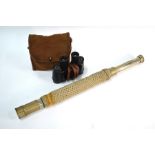 A Naval officer's electroplated telescope, single draw, with decorative knot-work sleeve by G. Lee &