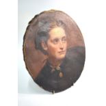 Victorian School, oval portrait of a young lady, unsigned, oil on canvas, 30 x 25 cm