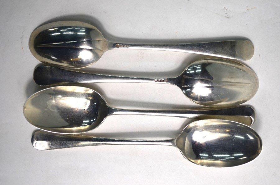 A heavy quality set of ten Hanoverian rat-tail silver table spoons, C J  Vander Ltd., London 1962, - Image 2 of 2