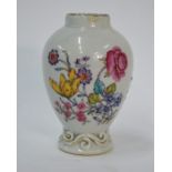 A Chinese Export, famille rose tea caddy, decorated with flower sprays, 11 cm high, Qianlong.