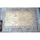 An antique Persian Isphahan prayer rug, the well executed garden design on camel ground within