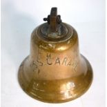 A ship's bell, inscribed 'TSS Carare' 20 cm diameter (Note:- The Carare was an Elders & Fyffe 6,