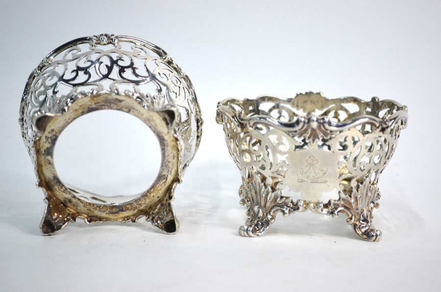 A pair of early Victorian pierced silver salts with chased scroll feet, Edward, Edward junior, - Image 2 of 3