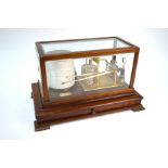 Short & Mason, London, a late 19th/20th century mahogany and bevel glazed barograph, No. E 6257 to/