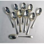 A heavy quality set of ten Hanoverian rat-tail silver table spoons, C J  Vander Ltd., London 1962,