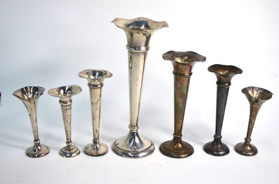 Seven various loaded silver specimen vase flutes, to/w two silver photograph frames - various makers - Image 3 of 3