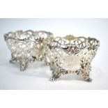 A pair of early Victorian pierced silver salts with chased scroll feet, Edward, Edward junior,