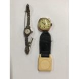 A vintage Omega 9ct gold wristwatch movement no 6725878, Birmingham 1925 (a/f) to/w a Ciro silver