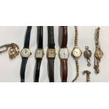 Eight various ladies' gilt metal wristwatches including Rotary (2), Longines, Ingersoll, Oris,