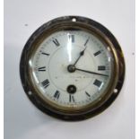 An early 20th century Swiss bulkhead/dashboard clock, the 8-day Buren movement with convex white
