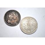 Two George I shillings 1720/23 - both f-vf