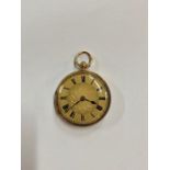 A Victorian 18ct gold fob watch with engraved case and gilt dial, keywind movement no.15181 by (Sir)