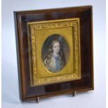 Victorian School - Oval portrait miniature of a young lady with long, undressed hair, unsigned, 8.