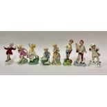 Eight Royal Worcester figurines depicting the Months of the Year, modelled by F.G. Doughty -