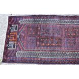 A fine old Afghan Baluch Taimani prayer rug, circa 1920, 1.45 cm x .80 m [382]