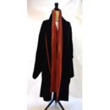 A hand-sewn black/red velvet robe (Provenance from the former Dean of Windsor - Late Lancelot