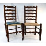 A set of six 18th century style ladder-back rope seat dining side chairs (6)