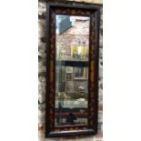 A 19th century floral marquetry walnut mirror with bevelled plate, 94 cm high x 39 cm wide