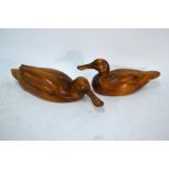 Alan Glasby OBE GM (1945-2008) - A pair of carved wood Shoveller ducks - male and female - with