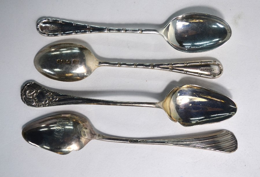 A set of six Victorian coffee spoons, Sheffield 1892, a set of Rococo style grapefruit spoons, - Image 3 of 4