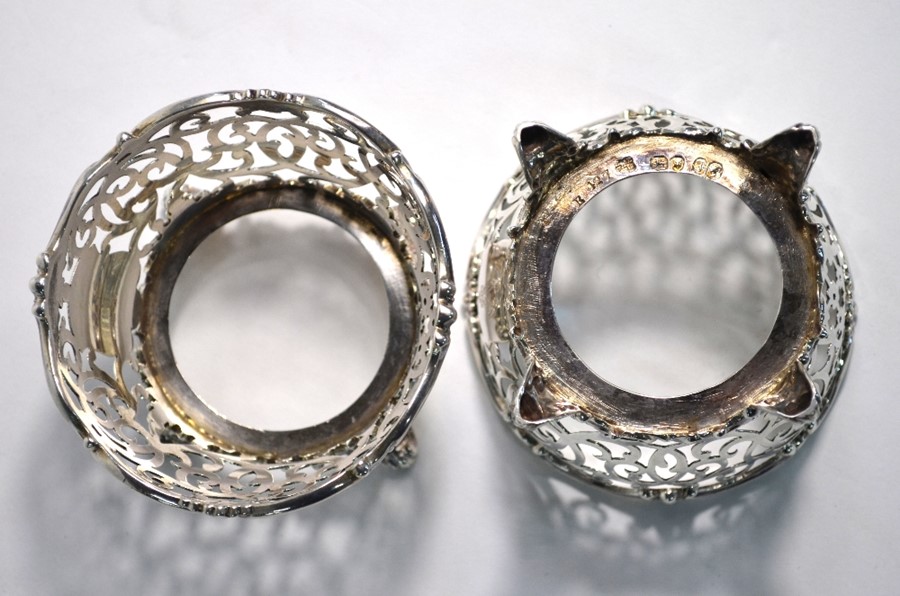 A pair of early Victorian pierced silver salts with chased scroll feet, Edward, Edward junior, - Image 3 of 3