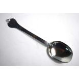 A trifid spoon, the oval bowl with reeded rat-tail, engraved on finial 'S. G. 1687', maker's mark