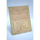 A 19th century alphabet sampler with spiritual verse, Esther Emma Roberts, 7 years, 31 x 25 cm;