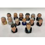Fourteen Bairstow Manor British Prime Minister small character jugs from Neville Chamberlain to