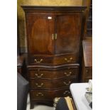 Mahogany serpentine front cabinet on chest (A/F)