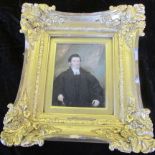 19th Century English School miniature portrait of a cleric, in original gilt frame.