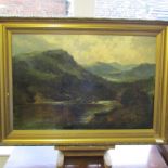 F.E. Jamieson 'Mountainous River Landscape', oil on canvas, signed. 30 inches x 20 inches.