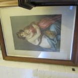 19th Century Mother and Child picture 'Madame Le Brun and Child', oak frame.