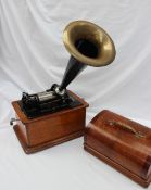 An Edison Gem Phonograph, contained within an oak domed case serial number S354410,