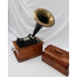 An Edison Gem Phonograph, contained within an oak domed case serial number S354410,