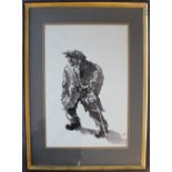 Sir Kyffin Williams A Farmer with a walking stick Watercolour initialled 47 x 32cm ***Artists