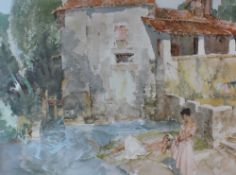 Sir William Russell Flint Semi naked figures reclining by a pool A limited edition print No 365/850