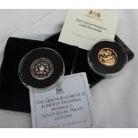 An Elizabeth II gold sovereign dated 2015 together with an Elizabeth II silver proof £1 coin dated