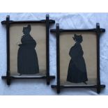19th century British School Full length portrait of a lady A silhouette Watercolour 22.