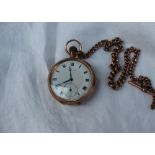 A 9ct yellow gold keyless wound open faced pocket watch,