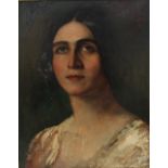 19th century British School Head and shoulders portrait of a lady Oil on canvas 43 x 34cm