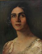 19th century British School Head and shoulders portrait of a lady Oil on canvas 43 x 34cm