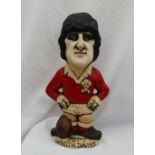 A John Hughes pottery Grogg of Gareth Davies in a red Wales jersey with a ball at his feet, No.
