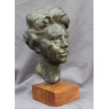 20th century British School Head and shoulders portrait bust of a lady Bronzed 45cm high