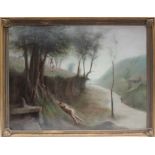Harry Holland Naked figures by a river in a landscape Oil on canvas Signed 77.5 x 102.