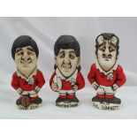 A John Hughes pottery Grogg 'Barry John', 15cm high together with two others 'Phil Bennett' 15.
